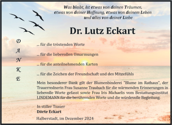 Traueranzeige von Lutz Eckart von Volksstimme Halberstadt