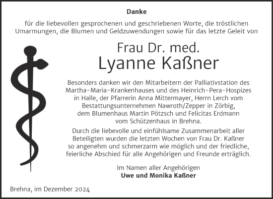 Traueranzeige von Lyanne Kaßner von Trauerkombi Bitterfeld