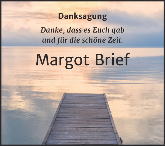 Traueranzeige von Margot Brief von Trauerkombi Dessau