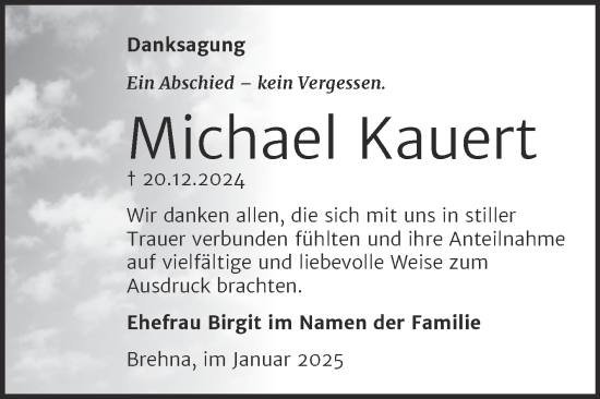 Traueranzeige von Michael Kauert von Trauerkombi Bitterfeld