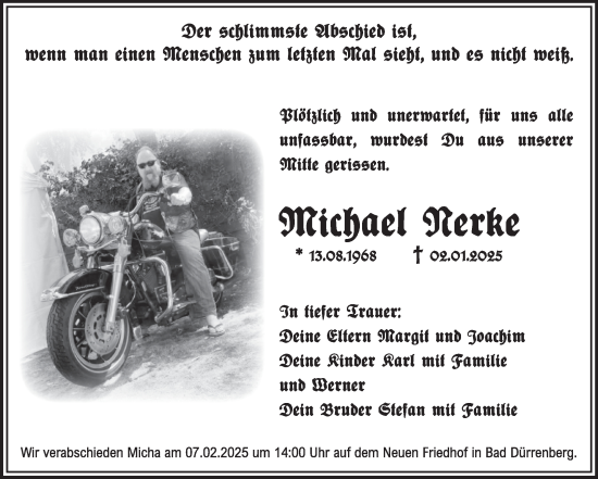 Traueranzeige von Michael Merke von Trauerkombi Merseburg