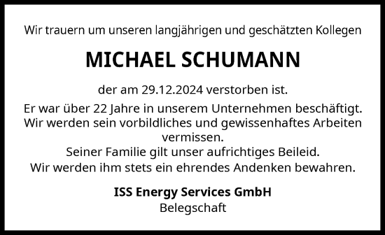Traueranzeige von Michael Schumann von Super Sonntag Bernburg