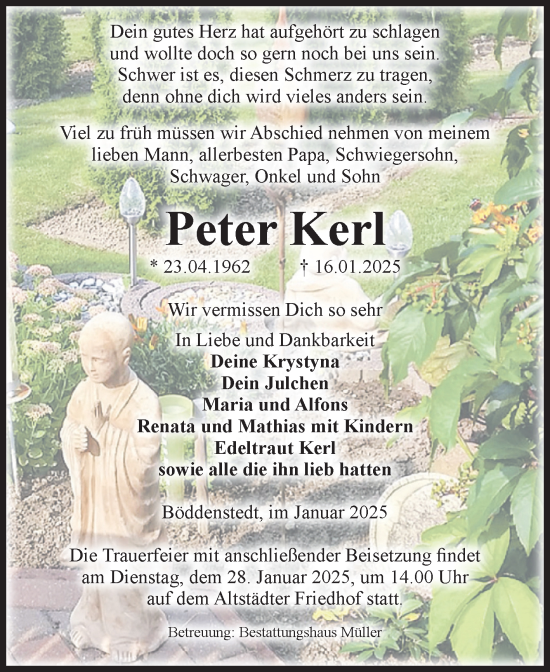 Traueranzeige von Peter Kerl von Volksstimme Altmark West
