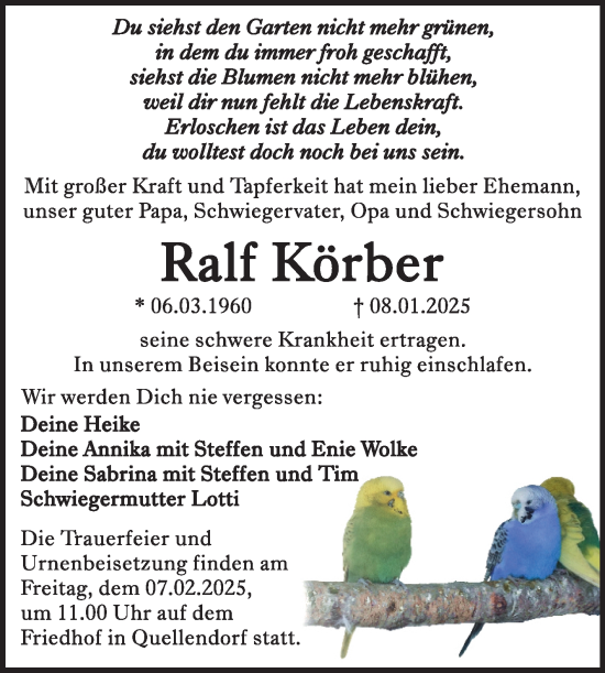 Traueranzeige von Ralf Körber von Trauerkombi Köthen