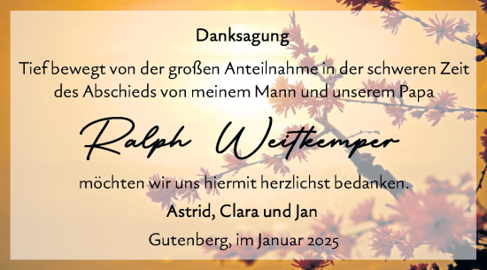 Traueranzeige von Ralph Weitkemper von Mitteldeutsche Zeitung Halle/Saalkreis
