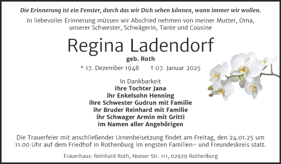 Traueranzeige von Regina Ladendorf von Trauerkombi Köthen