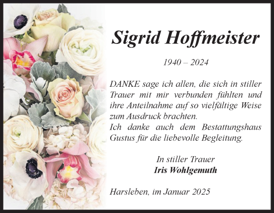 Traueranzeige von Sigrid Hoffmann von Volksstimme Halberstadt