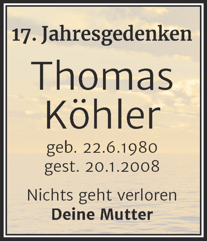  Traueranzeige für Thomas Köhler vom 25.01.2025 aus Mitteldeutsche Zeitung Halle/Saalkreis