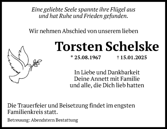 Traueranzeige von Torsten Schelske von Volksstimme Altmark Ost