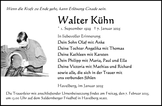 Traueranzeige von Walter Kühn von Volksstimme Altmark Ost