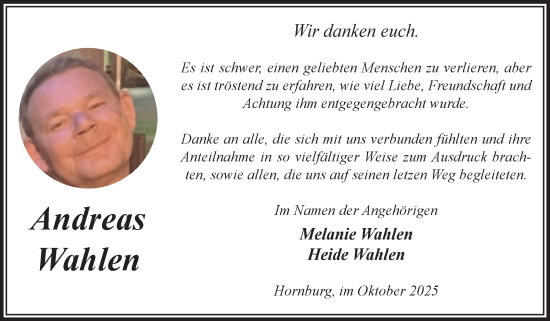 Traueranzeige von Andreas Wahlen von Volksstimme Halberstadt