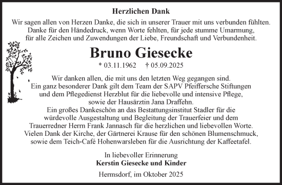 Traueranzeige von Bruno Giesecke von Volksstimme Magdeburg