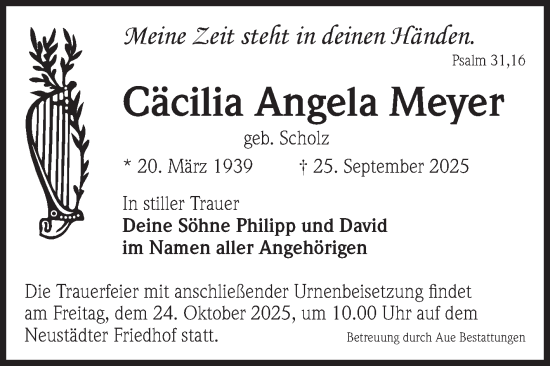Traueranzeige von Cäcilia Angela Meyer von Volksstimme Magdeburg