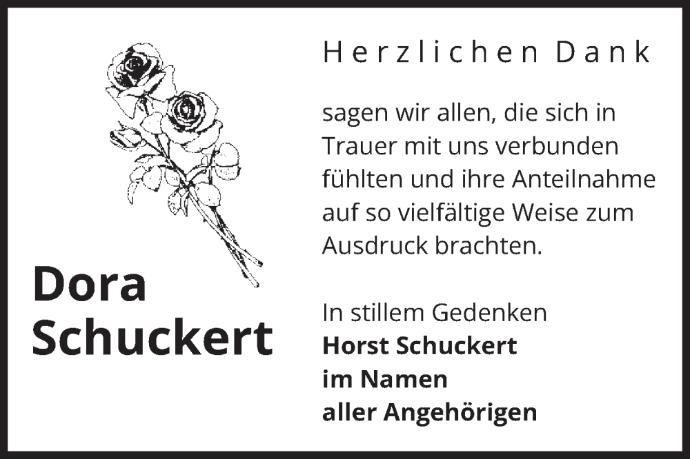  Traueranzeige für Dora Schuckert vom 04.10.2025 aus Volksstimme Staßfurt