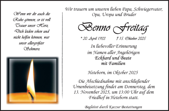 Traueranzeige von Eckhard Schmers von Super Sonntag Quedlingburg