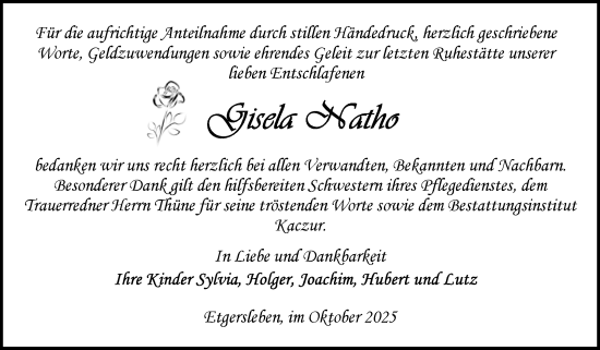 Traueranzeige von Gisela Hatho von Volksstimme Staßfurt