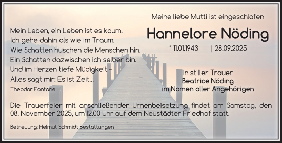 Traueranzeige von Hannelore Nöding von Volksstimme Magdeburg