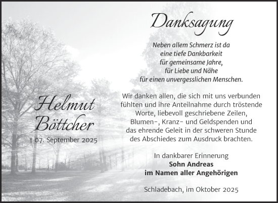 Traueranzeige von Helmut Böttcher von Trauerkombi Merseburg