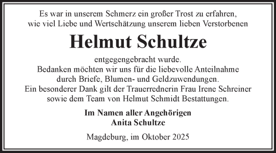 Traueranzeige von Helmut Schultze von Volksstimme Oschersleben/Wanzleben