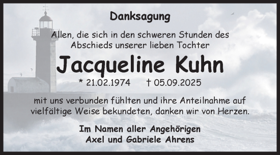 Traueranzeige von Jacqueline Kuhn von Volksstimme Oschersleben/Wanzleben