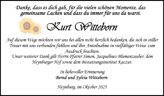 Traueranzeige von Kurt Witteborn von Volksstimme Oschersleben/Wanzleben