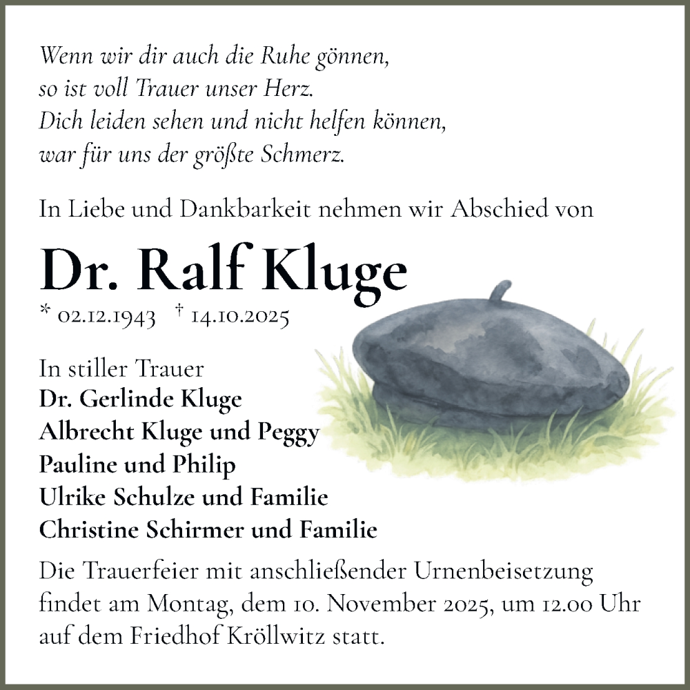  Traueranzeige für Ralf Kluge vom 18.10.2025 aus Mitteldeutsche Zeitung Halle/Saalkreis
