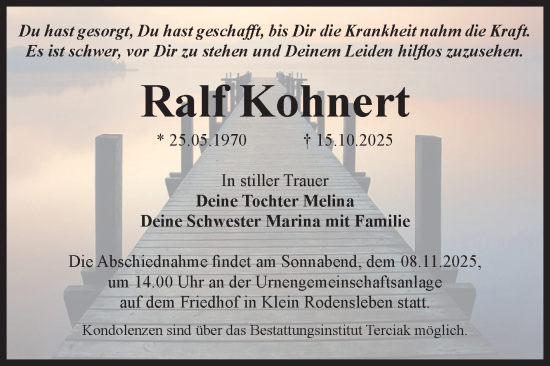 Traueranzeige von Ralf Kohnert von Volksstimme Oschersleben/Wanzleben