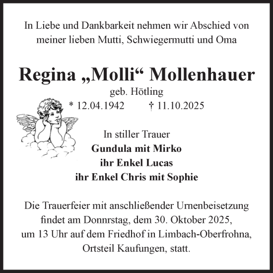Traueranzeige von Regina Mollenhauer von Volksstimme Altmark West