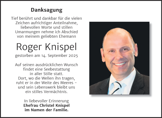 Traueranzeige von Roger Knispel von Mitteldeutsche Zeitung Halle/Saalkreis