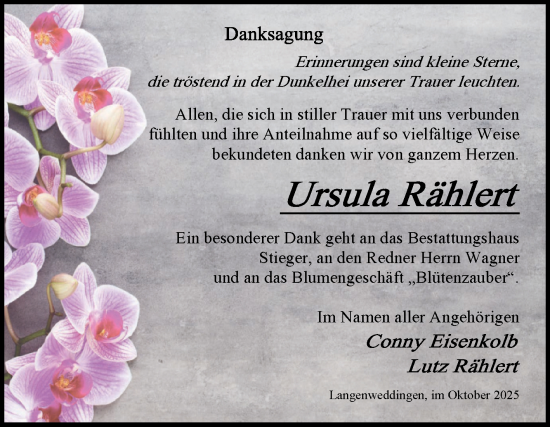 Traueranzeige von Ursula Rählert von Volksstimme Oschersleben/Wanzleben