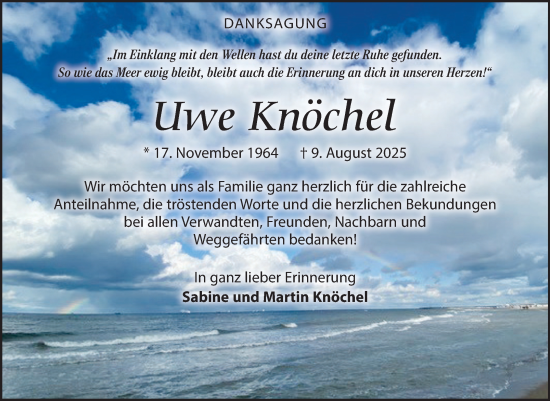 Traueranzeige von Uwe Knöchel von Mitteldeutsche Zeitung Halle/Saalkreis