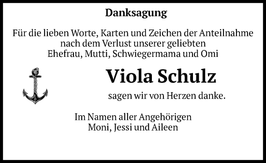 Traueranzeige von Viola Schulz von Volksstimme Altmark Ost