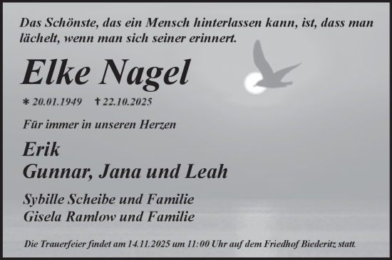 Traueranzeige von Elke Nagel von Volksstimme Burg/Genthin