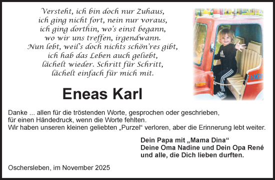 Traueranzeige von Eneas Karl von Volksstimme Oschersleben/Wanzleben