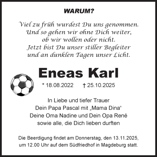 Traueranzeige von Eneas Karl von Volksstimme Oschersleben/Wanzleben
