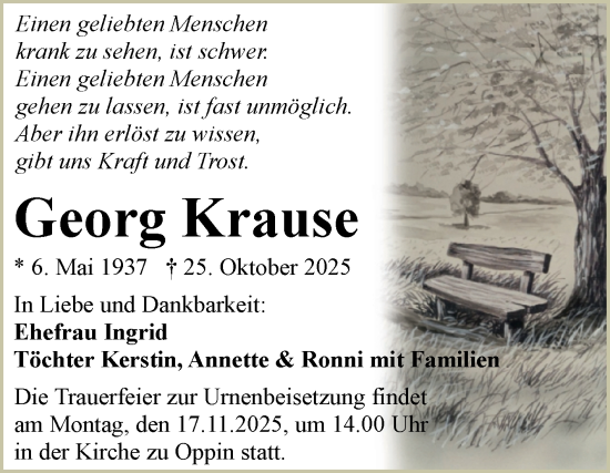 Traueranzeige von Georg Krause von Mitteldeutsche Zeitung Halle/Saalkreis