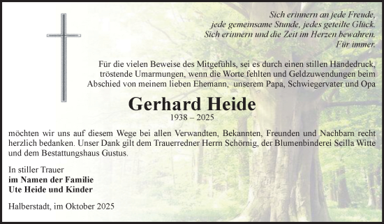Traueranzeige von Gerhard Heide von Volksstimme Halberstadt