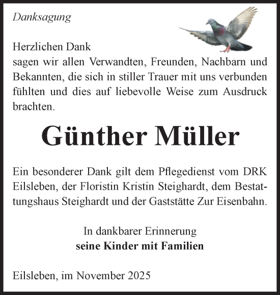 Traueranzeige von Günther Müller von Volksstimme Oschersleben/Wanzleben
