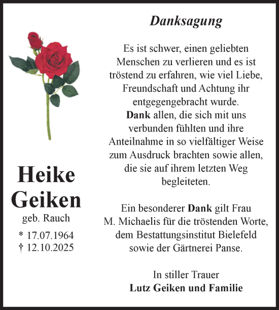 Traueranzeige von Heike Geiken von Volksstimme Altmark Ost