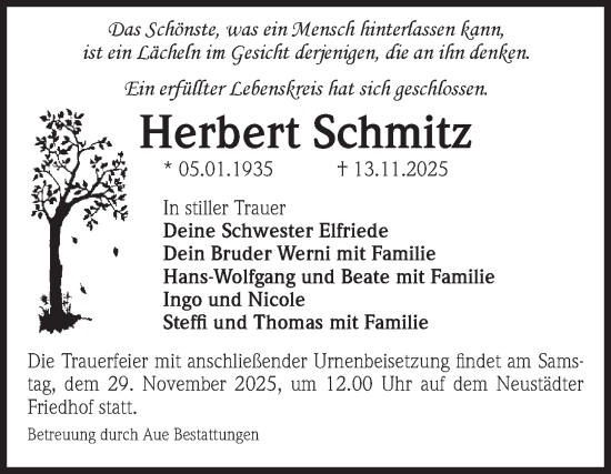Traueranzeige von Herbert Schmitz von Volksstimme Magdeburg