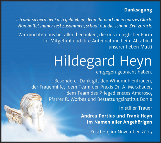 Traueranzeige von Hildegard Heyn von Trauerkombi Merseburg