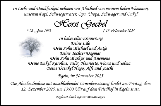 Traueranzeige von Horst Gockel von Volksstimme Staßfurt