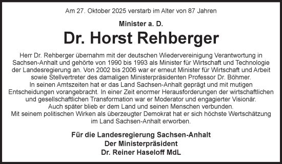 Traueranzeige von Horst Rehberger 