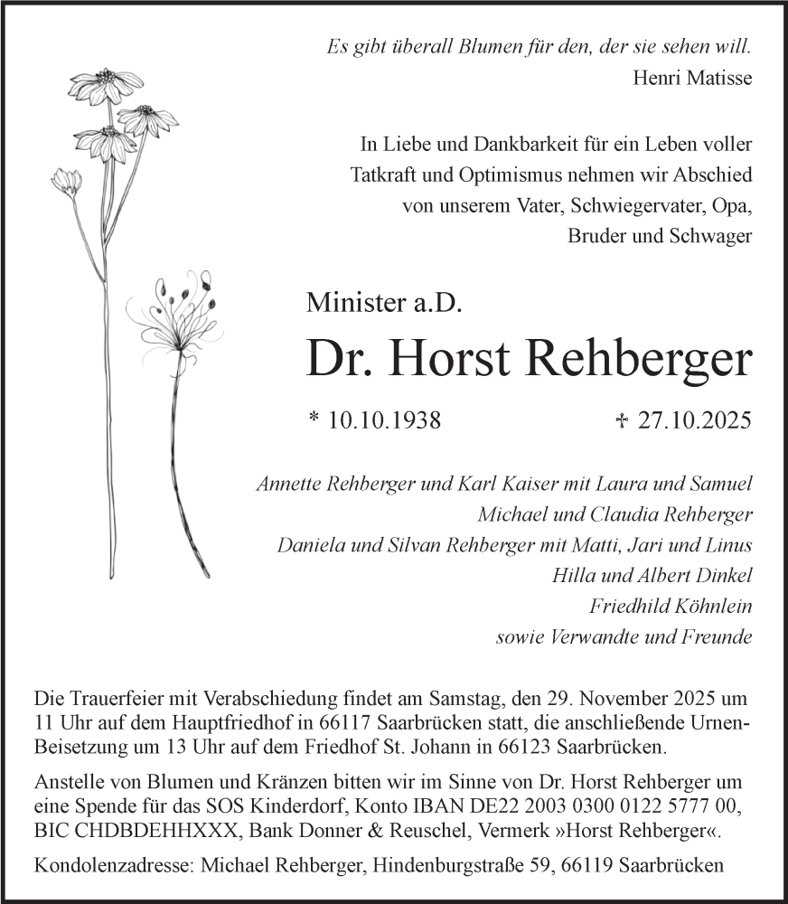  Traueranzeige für Horst Rehberger vom 01.11.2025 aus Volksstimme Magdeburg