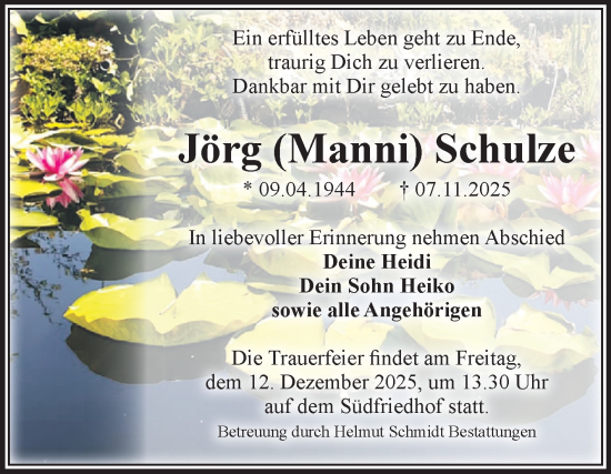 Traueranzeige von Jörg Schulze von Volksstimme Magdeburg