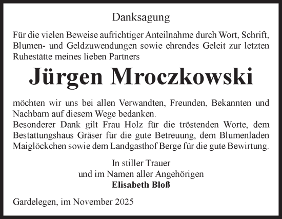 Traueranzeige von Jürgen Mroczkowski von Volksstimme Altmark West