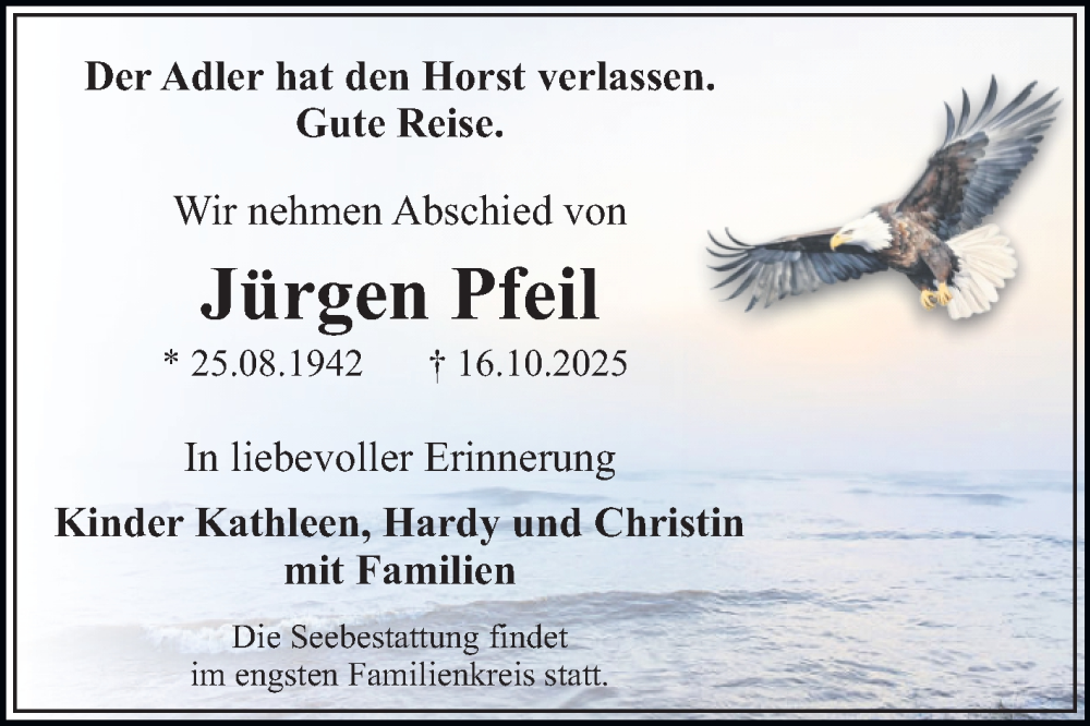  Traueranzeige für Jürgen Pfeil vom 01.11.2025 aus Trauerkombi Dessau
