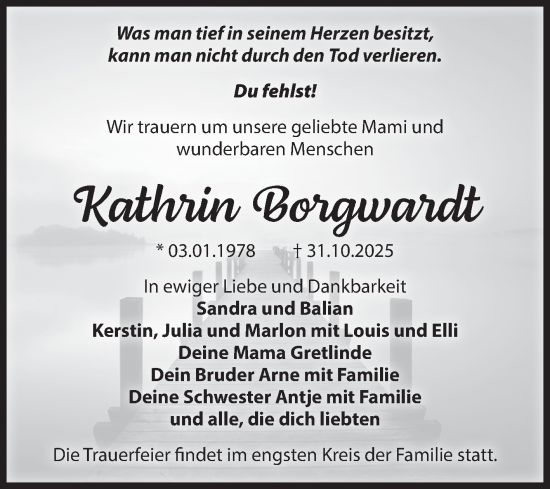 Traueranzeige von Kathrin Borgwardt von Volksstimme Burg/Genthin