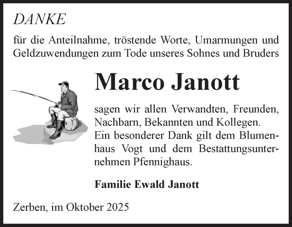 Traueranzeige für Marco Janott vom 01.11.2025 aus Volksstimme Burg/Genthin