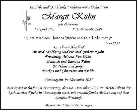 Traueranzeige von Margit Kühn von Volksstimme Staßfurt